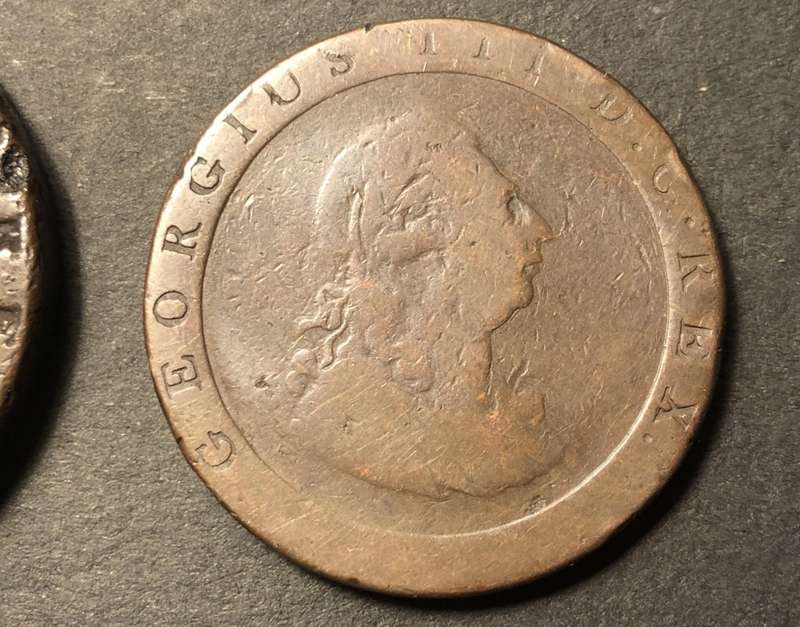 Rare 1797 Copper Cartwheel 1 & 2 penny coins - King George III
