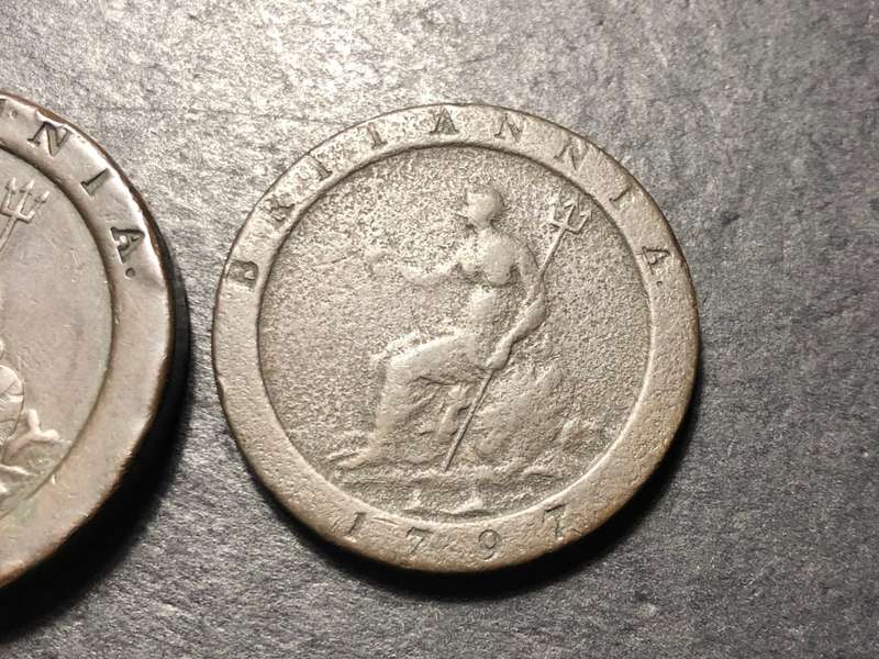 Very Nice set of 1797 Cartwheel copper pennies - 2 penny and 1 penny