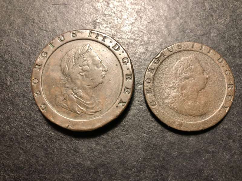 Very Nice set of 1797 Cartwheel copper pennies - 2 penny and 1 penny