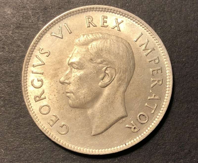 Very Nice AU+/UNC 1941 SA Union silver 2 ½ shillings (half crown) coin