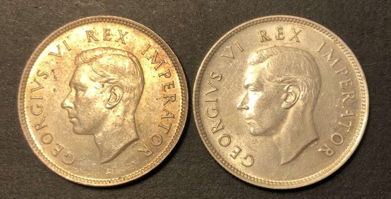 Nice a/UNC 1943 SA Union silver 2 shilling (florin) coin