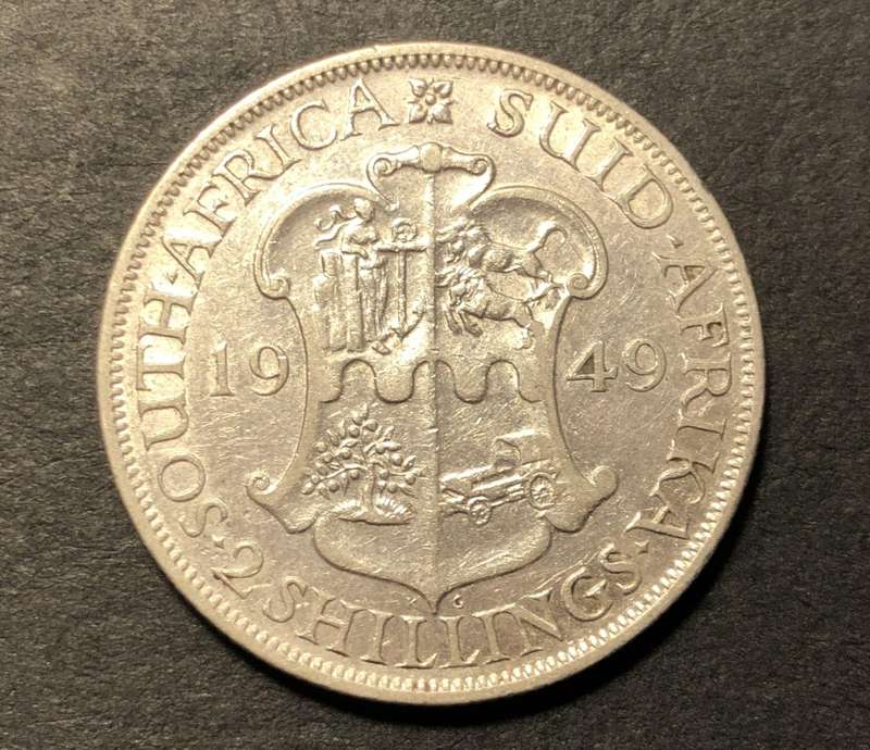 Scarce 1949 SA Union silver 2 shilling (Florin) coin