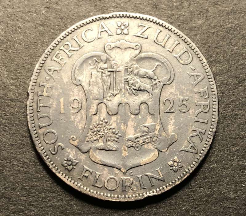 VERY RARE VF 1925 SA Union silver 2 shilling (Florin) coin - Catalogue value for VF is R25,000!