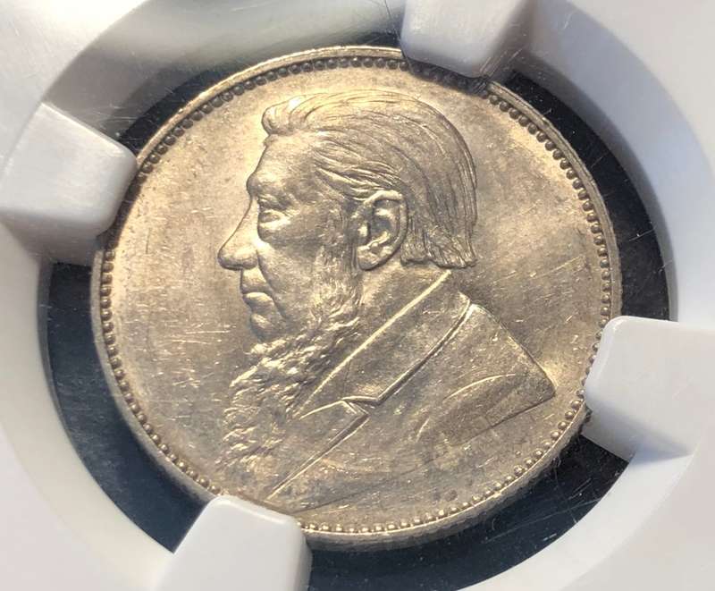 Uncirculated 1897 ZAR silver shilling - NGC graded MS62!
