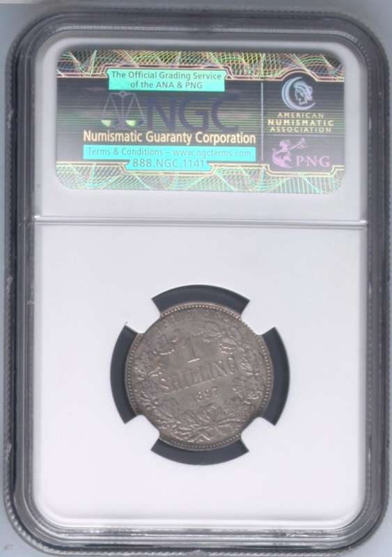 Uncirculated 1897 ZAR silver shilling - NGC graded MS62!