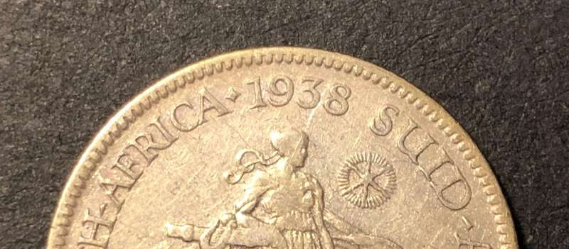RARE 1938 'No-dot-after-date' SA Union silver shilling coin + 3 NDAD pennies (1940, 1942, & 1948)
