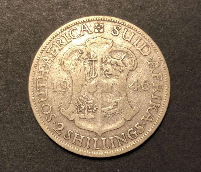 VERY RARE 1946 SA Union silver 2 shilling (Florin) coin - Only 14,480 minted - Hard to find