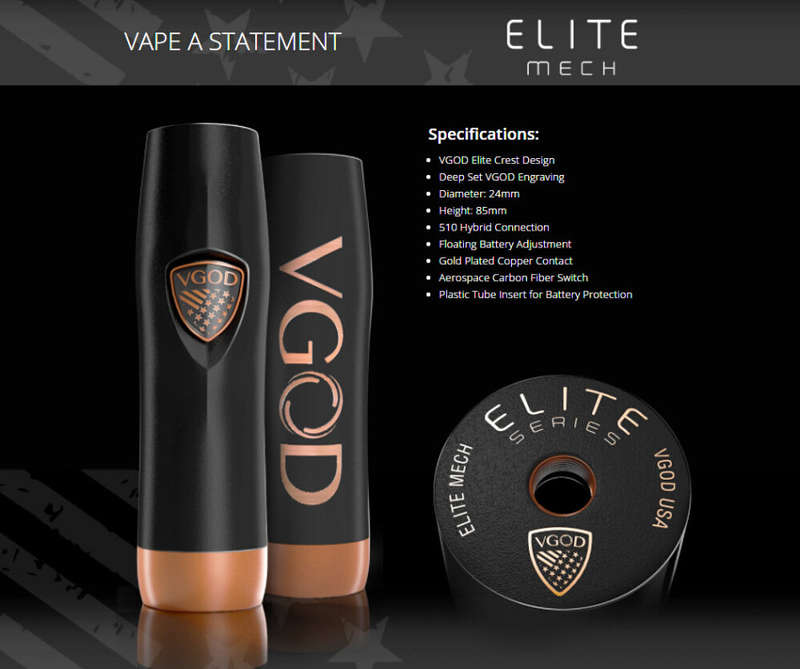 VGOD Elite Style Mechanical Mech Mod + VGOD Tricktank Pro RDTA RBA Kit / Vaporizer / Vape