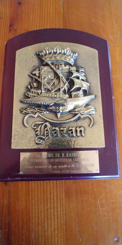 Unique Plaque presented to Ronnie Kasrils