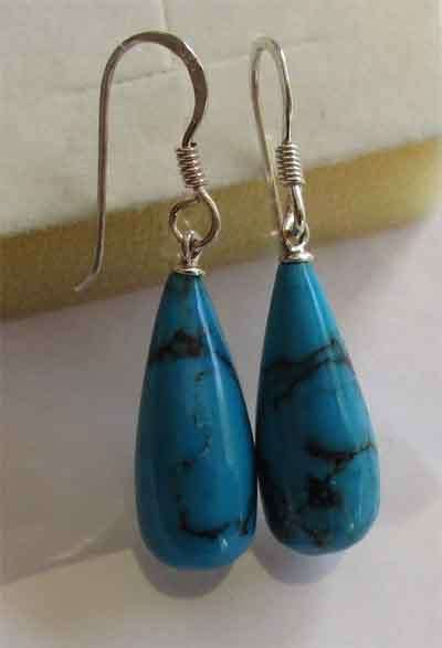 Solid 925 -Sterling Silver  & Turquoise Earrings