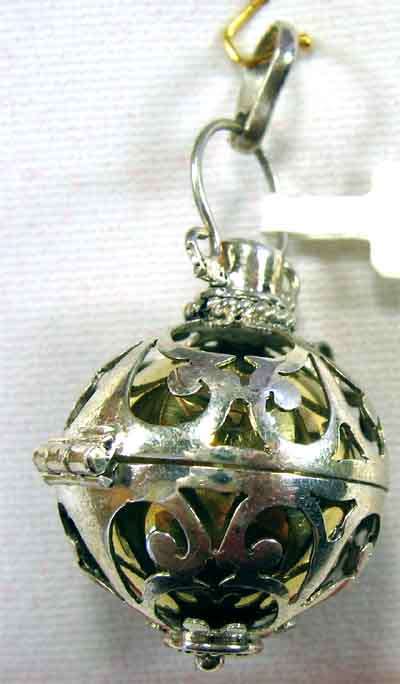 Sterling Silver and Garnet  `` Rattle `` -Pendant