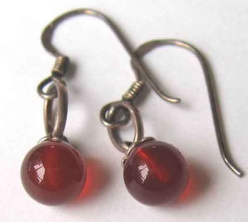 Sterling Silver ,  and Red Carnelian Earrings