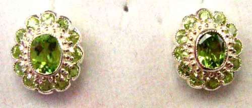 925  Sterling Silver and Genuine Peridot Earrings