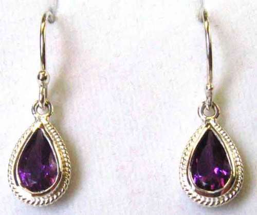 Solid Sterling Silver and Amethysts Earrings