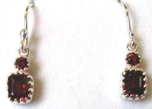 925 Sterling Silver  and Genuine Garnets Earrings