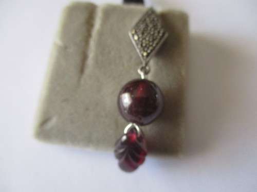 Marcasite Garnets & Sterling Silver Pendant