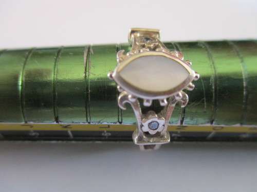 Solid 925 -Sterling Silver, CZ and Mother of pearl  Ring.