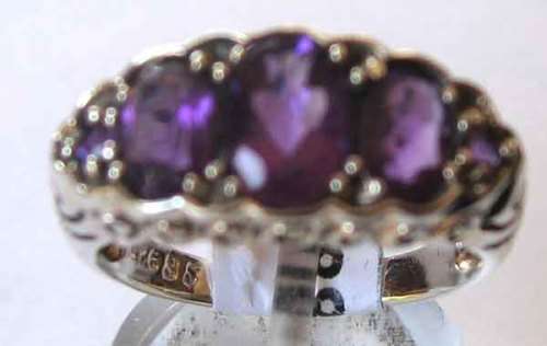Lovely- 925 Sterling Silver and Amethysts  Ring.