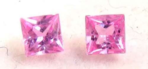 Pink Sapphire T.W. .39ct  [ 2 piece  3.00 x 3.00mm princess cut ]