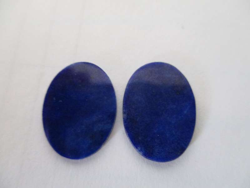 16.00 x 12.00mm Oval flat cut Genuine Lapis Lazuli T. W.  5.02ct [ 2 piece]