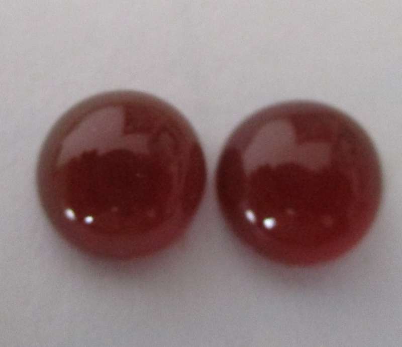 7.00 mm Round Cabochon cut Redish Carnelian T.W. 2.95ct. 2 piece