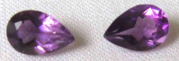 1 lot, 2 pieces of 6.00 x 4.00 mm Pear faceted cut  Amethysts, T. W. 0.74cts.