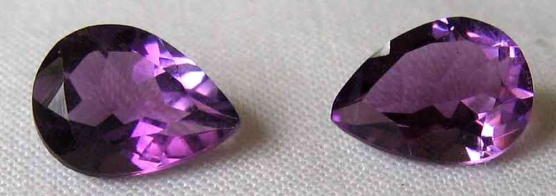 2 pieces of  8.00 x 6.00 mm Pear - faceted cut Genuine Amethysts, T. W.  2.10 cts.[ price/ piece]
