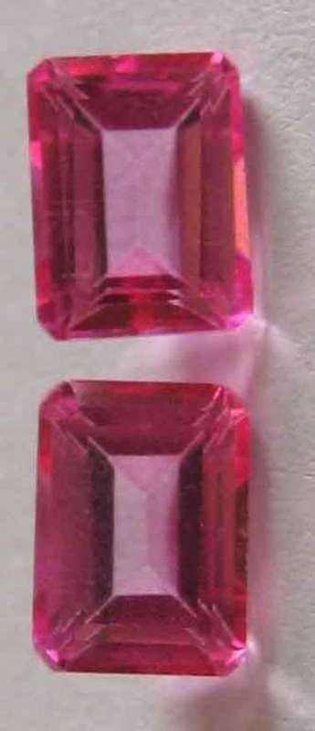 1 lot, 2 pieces of 8.00 x 6.00 mm emerald cut Pink Quartz, T. W. 4.25 ct