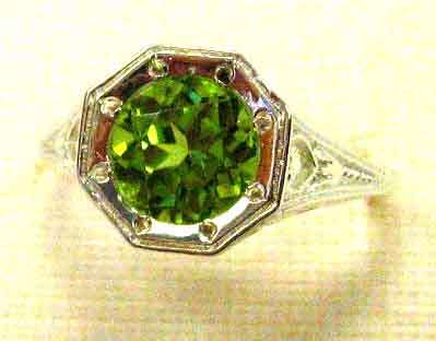 Solitaire Sterling Silver  and Peridot Ring