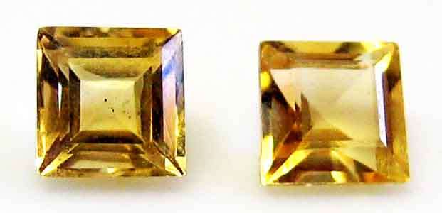 2 pieces 5.10 x 5.10 mm  Square cut Citrines , T. W. 1.50 cts price for both