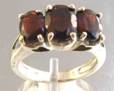 Solid 925 -Sterling silver  and  Genuine Garnets  Ring