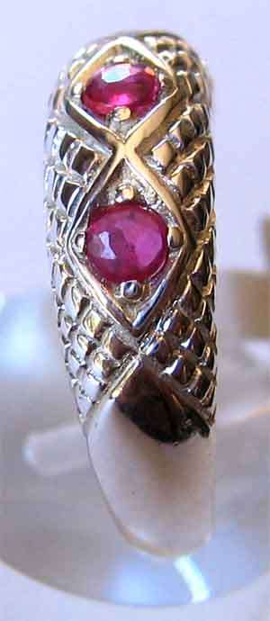 Lovely, Sterling Silver and Genuine Rubies  Ring