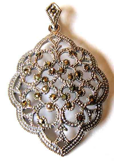Lovely , Sterling Silver and  Marcasite  - Pendant