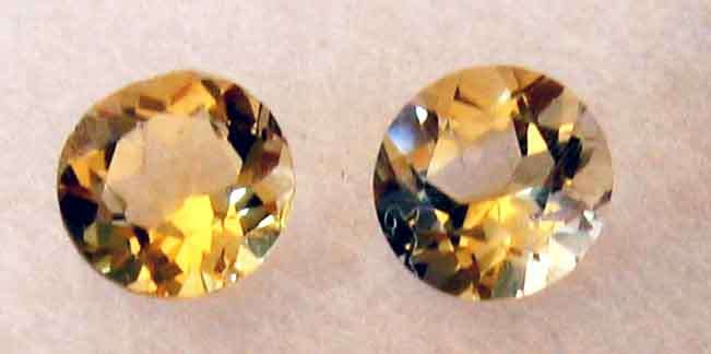 2 pieces , 3.10 mm round faceted cut Citrines T. W. 0.24 ct. price/ each