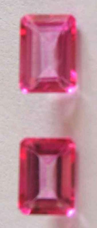 1 lot, 2 pieces of 7.00 x 5.00 mm emerald cut pink quartz, T. W. 2.47 cts