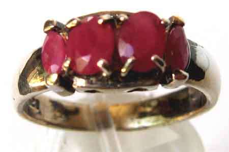 Solid 925 -Sterling Silver and Genuine Rubies  Ring.