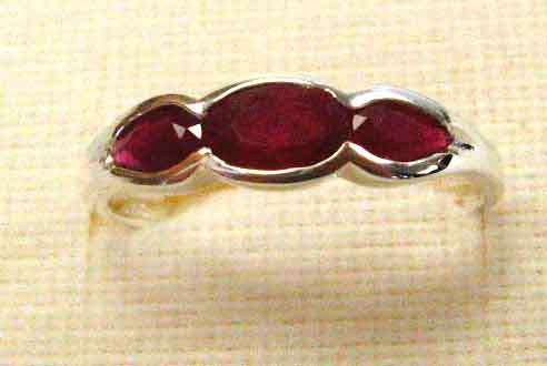 Beautiful  925 Sterling Silver  and Genuine  Rubies  - Ring