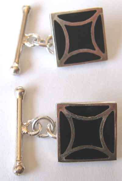 925-Sterling Silver  & Enamel Black  princess-  Cufflinks