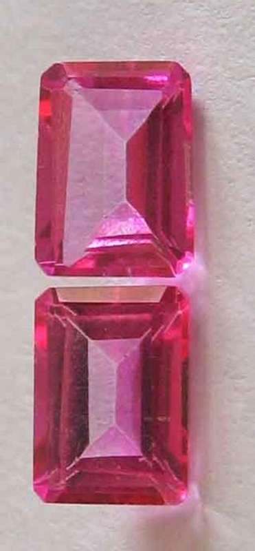1 lot, 2 pieces of 7.00 x 5.00 mm emerald cut Pink Quartz  T. W. 2.45 cts