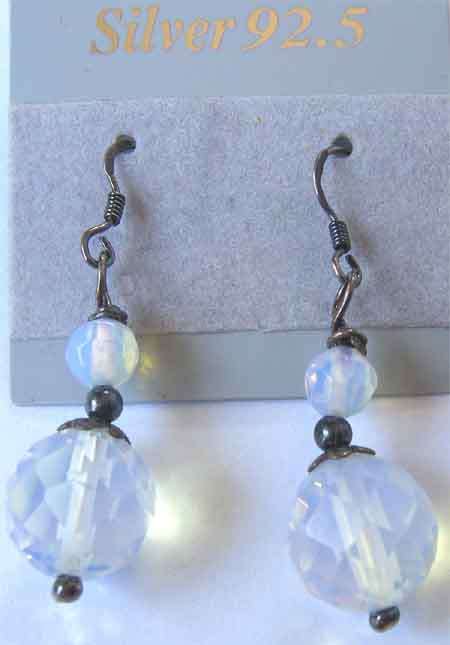 Lovely pair of Sterling Silver  and  opalite- Drop  Earrings .