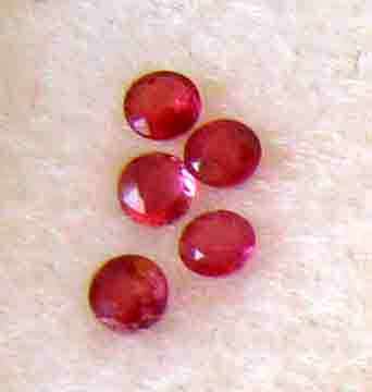 1 lot,  5 pieces of  1.80 mm round  faceted cut rubies, T.W. 0.20 cts., Price for All