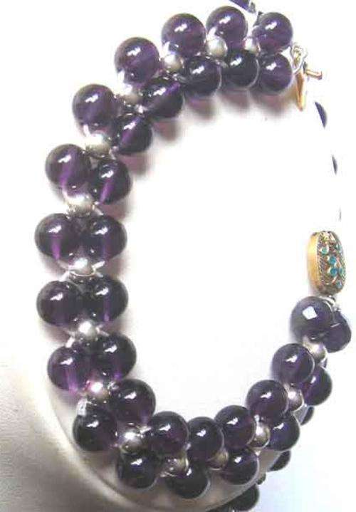 925 -Genuine Sterling Silver , Amethysts and Silver beads Bracelet