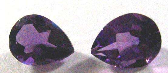 1 lot, 2 pieces 4.00 x 6.00 mm pear cut Amethysts, T. W. 0.63 cts.