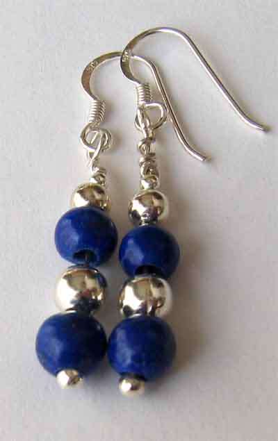 A pair of  925 ,Sterling Silver and  Lapis Lazuli   Earrings.