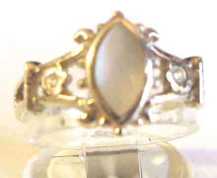 Solid 925 -Sterling Silver, CZ and Mother of pearl  Ring.