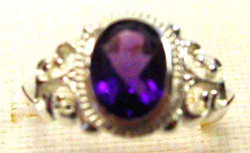 New -Sterling Silver and Genuine Amethyst - Ring