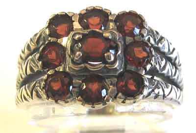 Sterling Silver and Garnets  Ring