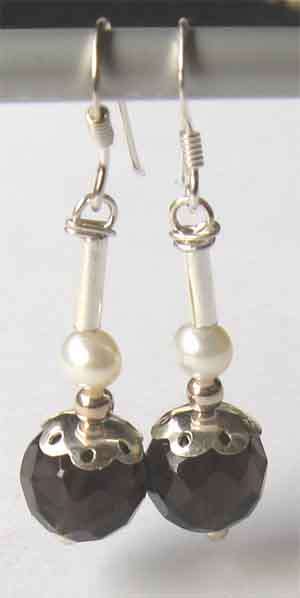 A pair of  Beautiful Sterling Silver, Pearls and Smoky Quartz  Earrings.