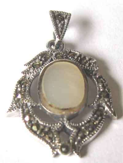 925 Sterling Silver, Marcasite  and  M. O P. Pendant