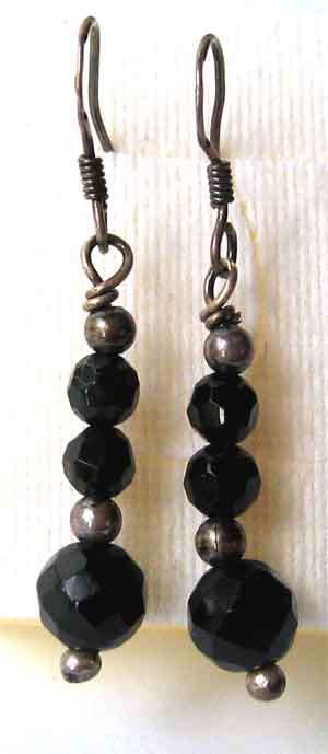 A pair of  Beautiful Sterling Silver and Black Onyx  Earrings.